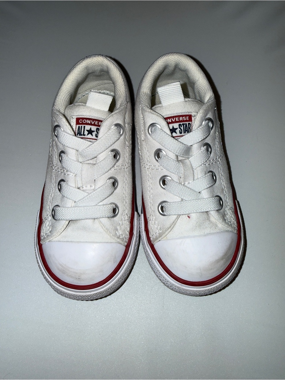 Converse Kids White Canvas Sneakers with Red Trim